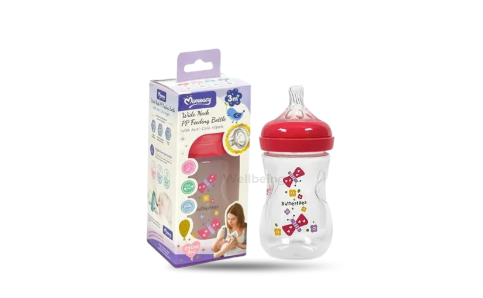 WB New Image (970 x 600 px) - 2026-09-16T133500.4467 Momeasy Baby Feeder Wide Neck PP Feeding Bottle with Anti-Colic Nipple 3m+ 240ml Multicolor - Image 1