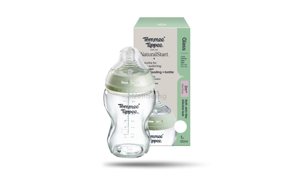 WB New Image (970 x 600 px) - 2026-09-16T133500.447 Tommee Tippee Baby Feeder Natural Start Anti-Colic Glass Bottle 250ml 3m+ Med Flow - Image 1