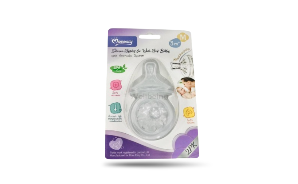 WB New Image (970 x 600 px) - 2026-09-17T143412.153 Momeasy Silicone Nipples for Wide Neck Bottles Anti-colic System 3m+ M Size 2pcs Pack - Image 1