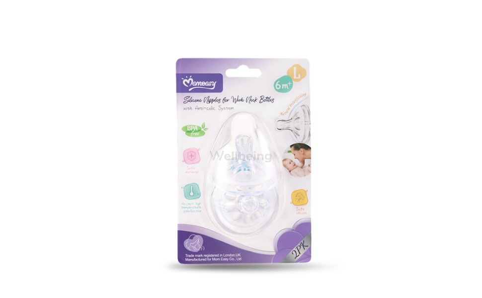WB New Image (970 x 600 px) - 2026-09-17T144223.745 Momeasy Silicone Nipples for Wide Neck Bottles Anti-colic System 6m+ L Size 2pcs Pack - Image 1