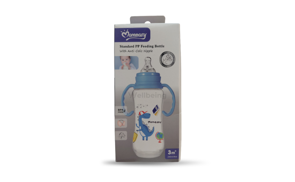 WB New Image (970 x 600 px) - 2026-09-17T144446.052 Momeasy Baby Feeder Standard PP feeding Bottle with Handle Anti-Colic Nipple 3m+ 240ml Multicolor - Image 1