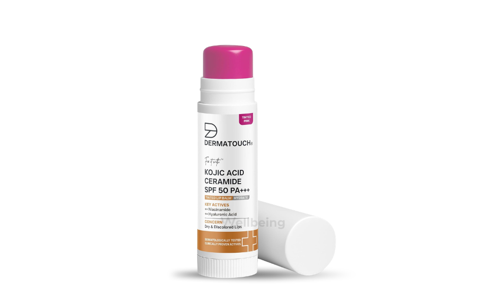 WB New Image (970 x 600 px) - 2026-09-19T132009.20812 DERMATOUCH Kojic Acid Ceramide SPF 50 PA+++ Tinted Pink Lip Balm 5g | India - Image 1