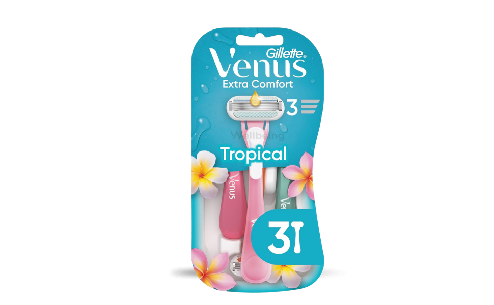 WB New Image (970 x 600 px) - 82 Gillette Venus Extra Comfort Tropical Women's Razors 3pcs Pack - Image 1