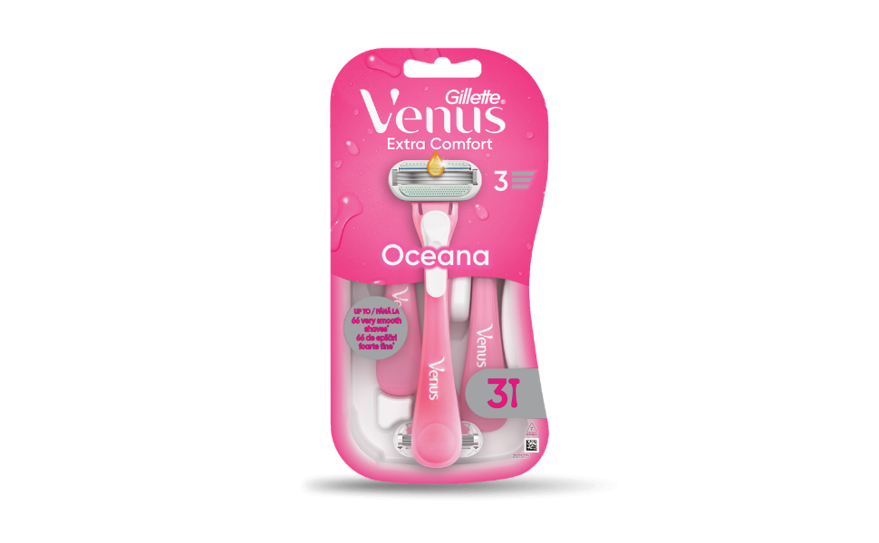 WB New Image (970 x 600 px) - 83 Gillette Venus Extra Comfort Oceana Women's Razors 3pcs Pack - Image 1