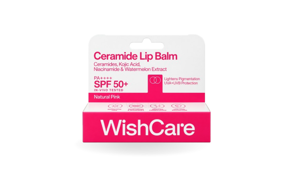 WB Main Image (198) WishCare Ceramide Natural Pink Lip Balm 5gm with SPF50+ PA++++ | India - Image 1